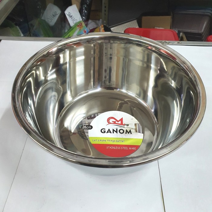 Baskom Ganom Stainless Steel 26cm Mangkok Korea Bowl Ware Cake