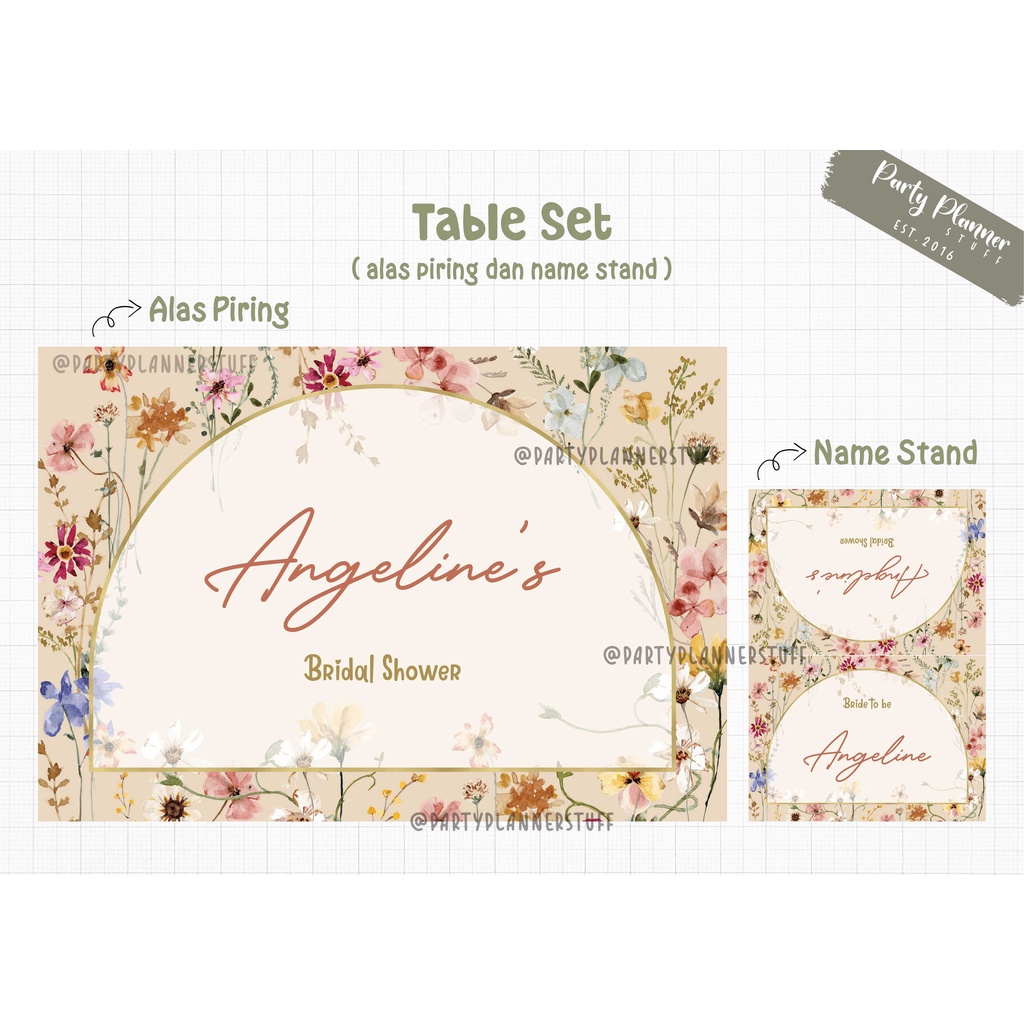 Table set bridal shower / table set sangjit / table set engagement / custom table name tag / table d