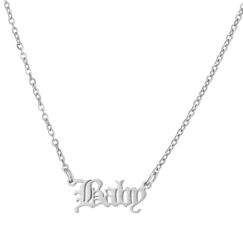 Kalung Rantai Liontin Malaikat babygirl Gaya Vintage Minimalis Bahan stainless steel Untuk Wanita