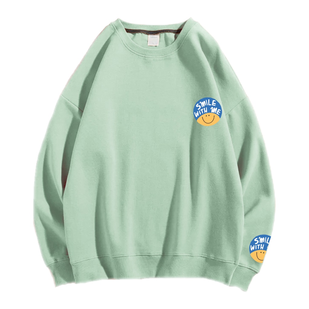 SWEATER SMILE WITH ME CREWNECK PRIA WANITA Size M-XXL ANAIRA
