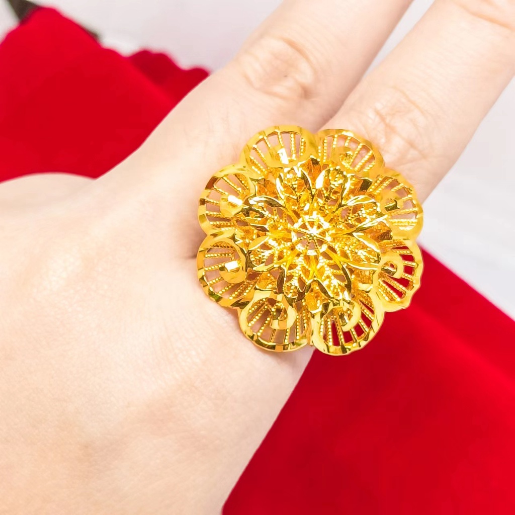 Cincin kendari xuping perhiasan lapis Emas asli 24k gold Bunga Terbaru Cantik Perhiasan