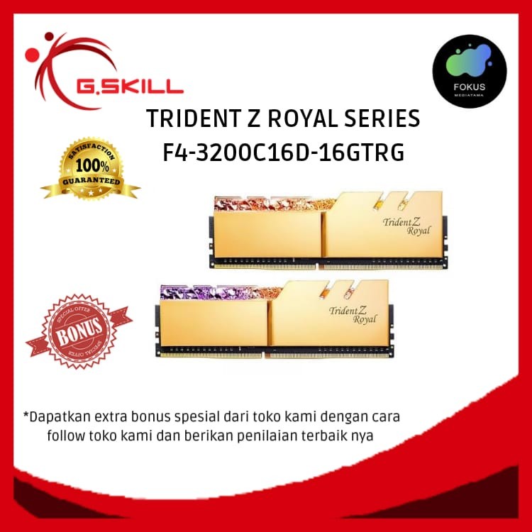 Memory RAM GSKILL Trident Z Royal 16GB DDR4 3200Mhz F4-3200C16D-16GTRG