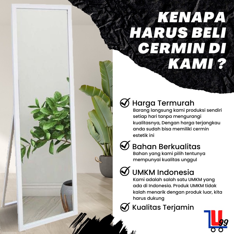 TERMURAH Kaca Cermin Full Body Aesthetic Cermin Model Standing Mirror Minimalis Rias Besar UK.157 x 47,5 cm Terlaris