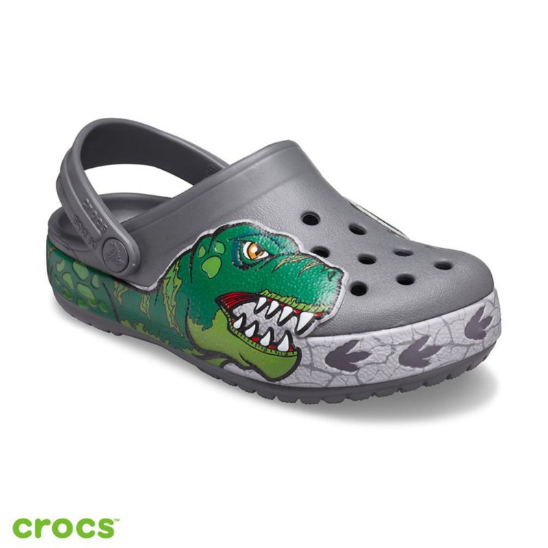 Crocs Fun Lab Anak Dino Grey / Sandal anak anak / Crocs anak Dino