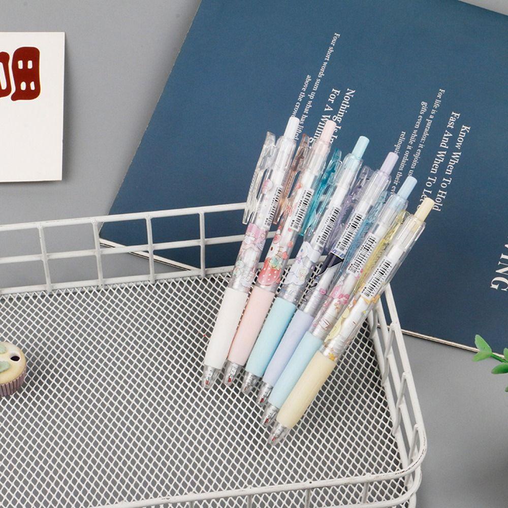 Lanfy Kartun Gel Pulpen 6 Pcs/set Alat Tulis Sekolah Lucu Bolpoin Tulisan Pen Kuromi Kitty Kucing Cinnamoroll 0.5mm Penandatanganan Pulpen