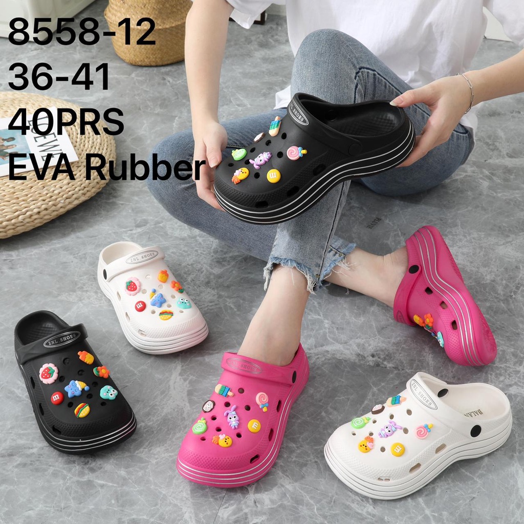 Sandal Baim / Sandal Jelly Fuji / Sandal wanita classic Bae Clog platform Jibbitz / Sandal Fashion Wanita Mode Bae Clog 8558-12