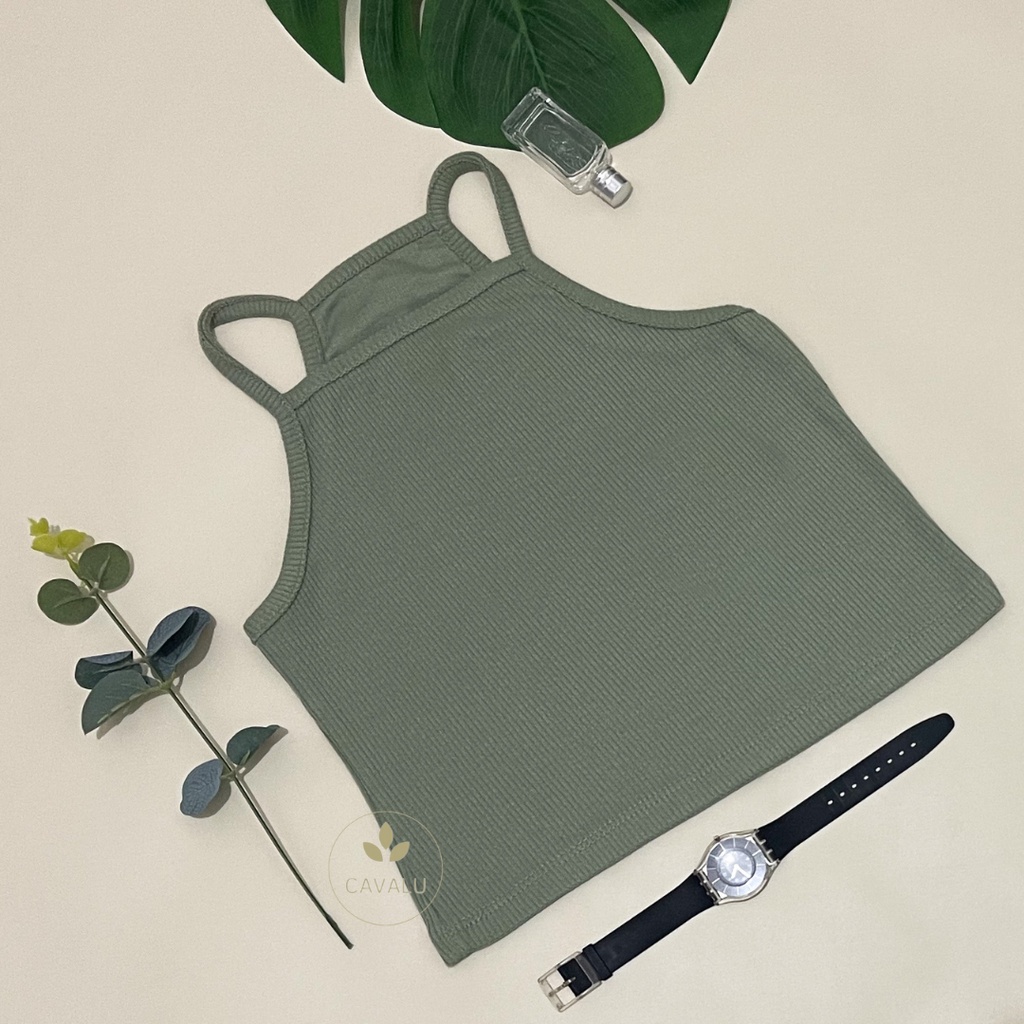 CAVALU Basic Tanktop Tali Knit Tank Top Rajut Crop Tank Top 097