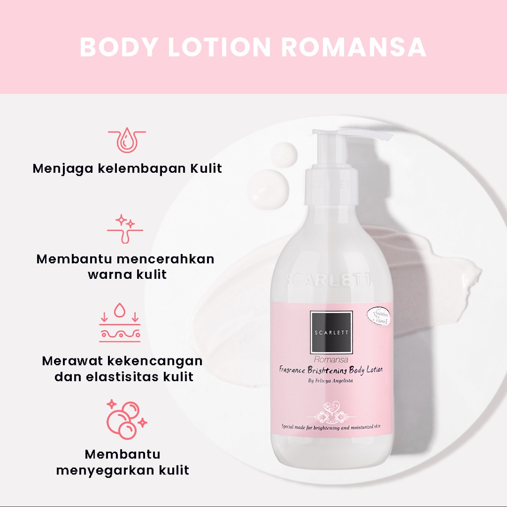 ORIGINAL Scarlett Whitening Body Lotion Romansa GIRLSNEED77 MEDAN BEAUTY Cosmetics SKIN CARE Kosmetik Kecantikan