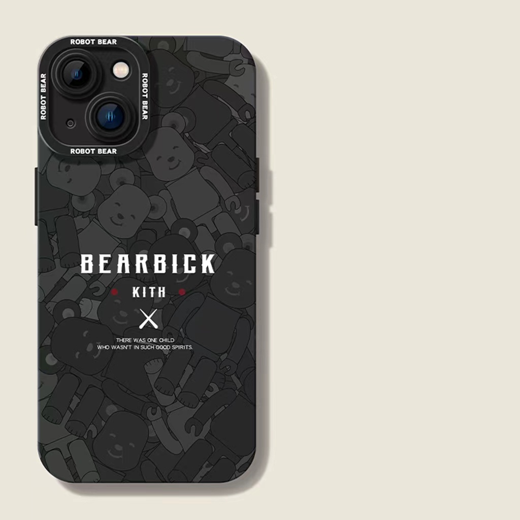 Ins Casing iPhone 14 14pro 14Plus 14prm 13 13pro 13prm 11 7Plus 8Plus Xr XS 12pro Max Motif Beruang Hitam