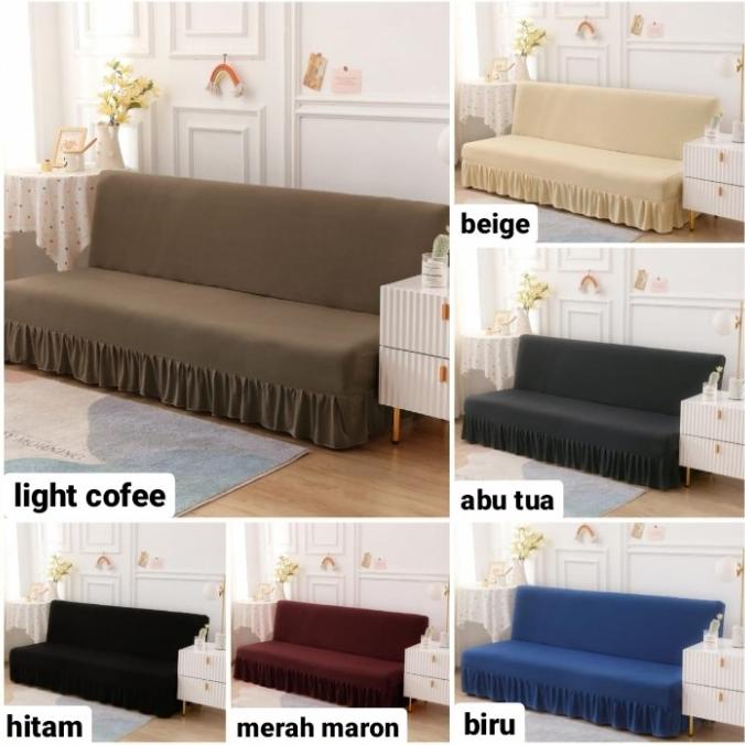 cover sofa bed sarung sofa bed polos rumbai