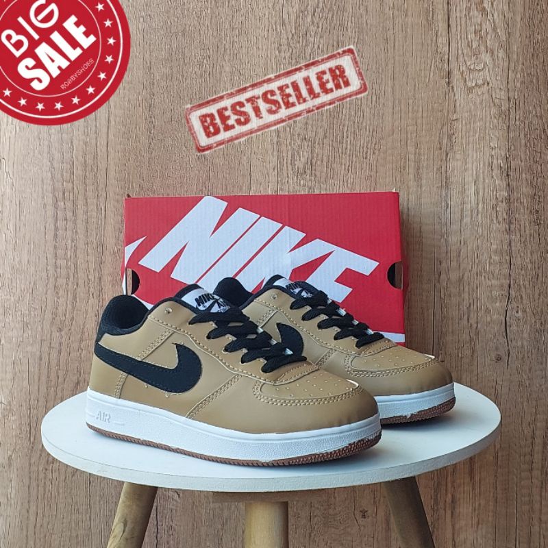 Sepatu Air Force 1 Low Kids Moca Black Premium Quality / Sepatu Anak Laki Laki / Sneakers Anak