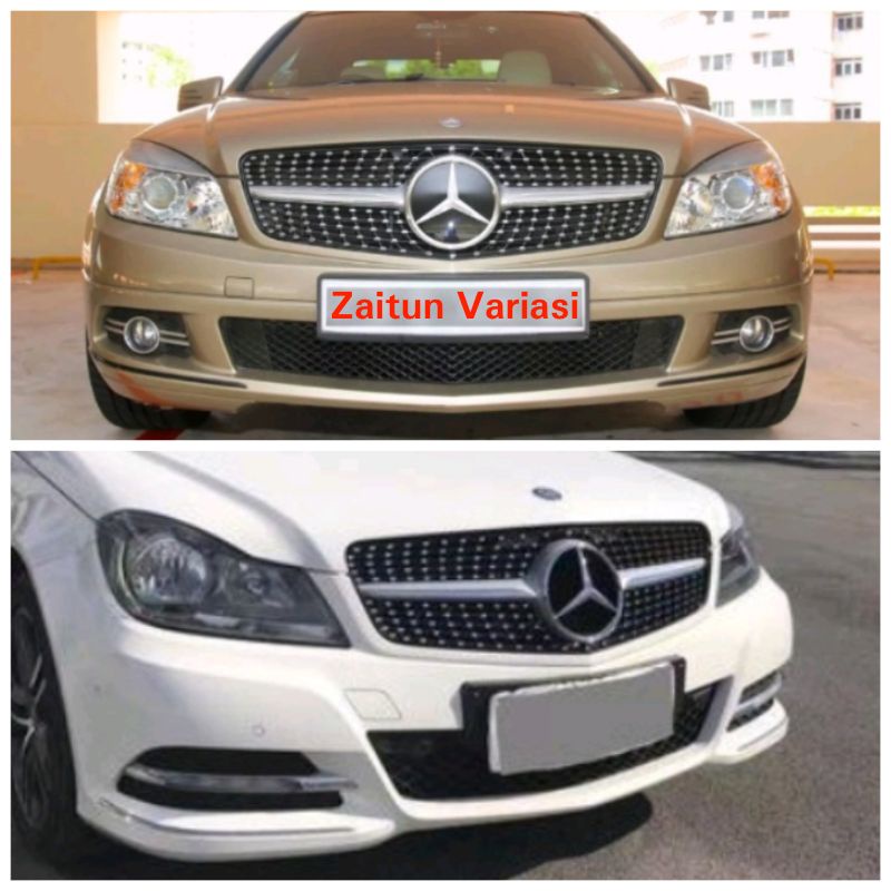 Grill depan diamond Mercedes benz W204 list silver 2007-2014 Gril