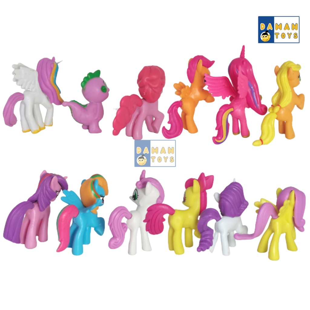 Action Figure My Little Pony 12pcs Pajangan Miniatur Mainan Hiasan Topper Kuda Poni