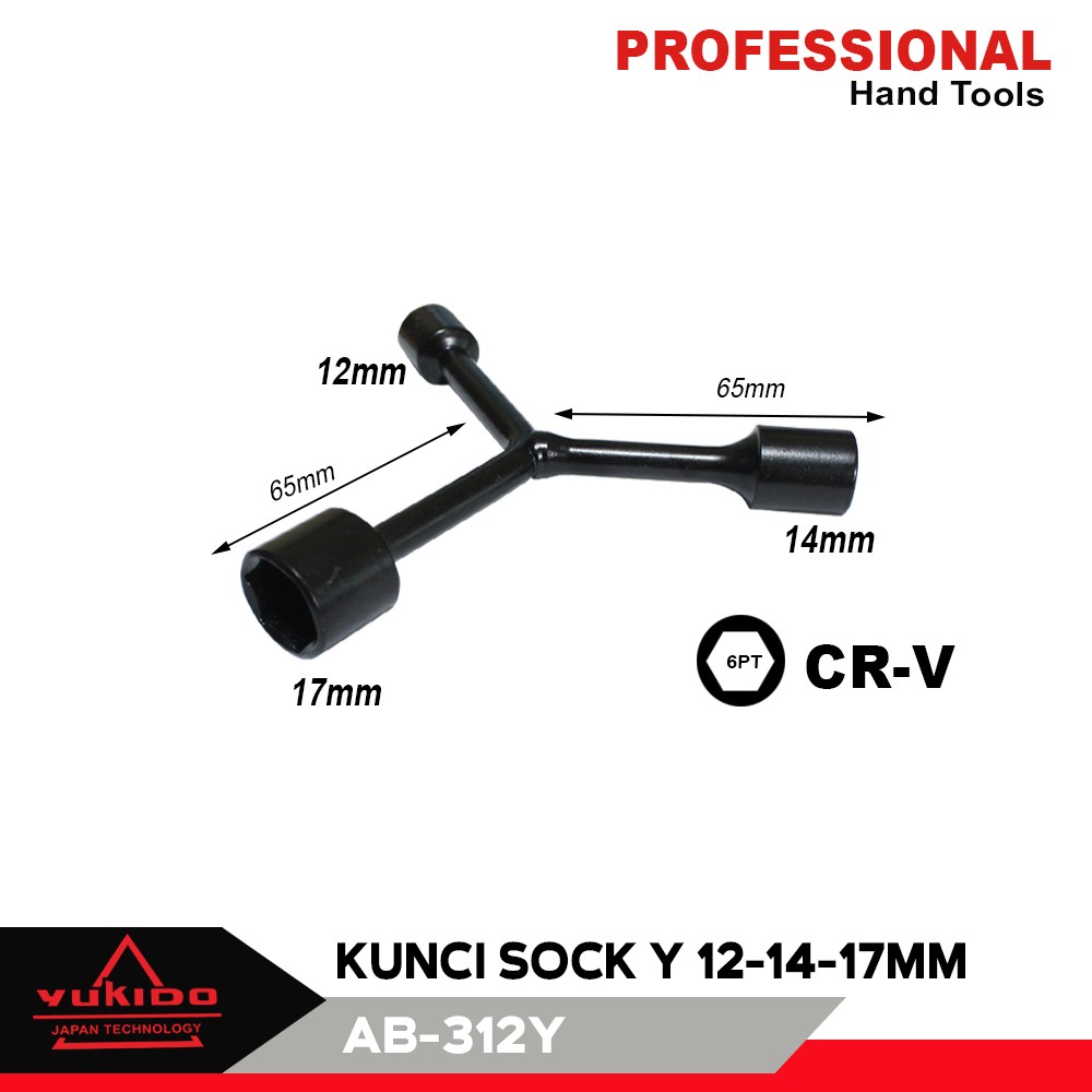 YUKIDO  Kunci Shock Sock Sok Y - Pilih Ukuran Model Y 8 10 12 14 17 mm CR-V