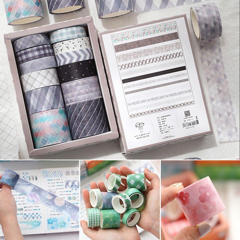 Nanas 12Rolls /Set Washi Tape Kreatif Alat Tulis Kualitas Tinggi Scrapbooking Gadis Hati Kecil Segar INS DIY Bahan