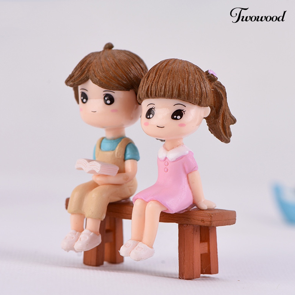 Twowood Gantungan Kunci Bentuk Pasangan Duduk Lucu Untuk Dekorasi DIY