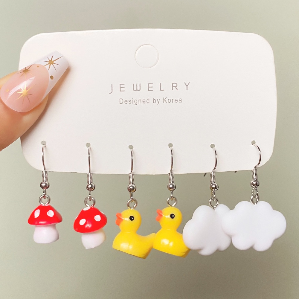 Set Perhiasan Anting Bentuk Jamur Bebek Babi Katak Butterfly Warna-Warni Untuk Wanita