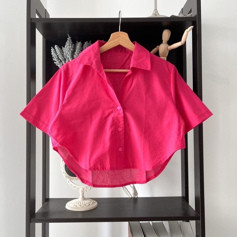 BEFAST - ZRX OOTD Kemeja Crop Top RUDYA / BALERO CROP KEMEJA BIGSIZE / Kemeja Crop Wanita / Atasan Kemeja Lengan Pendek / Pakaian Kekinian Remaja ABG / Kemeja Crop Polos / OOTD Wanita Remaja Ala Korean Style / Kemeja Wanita Modis / Terlaris / Trendy