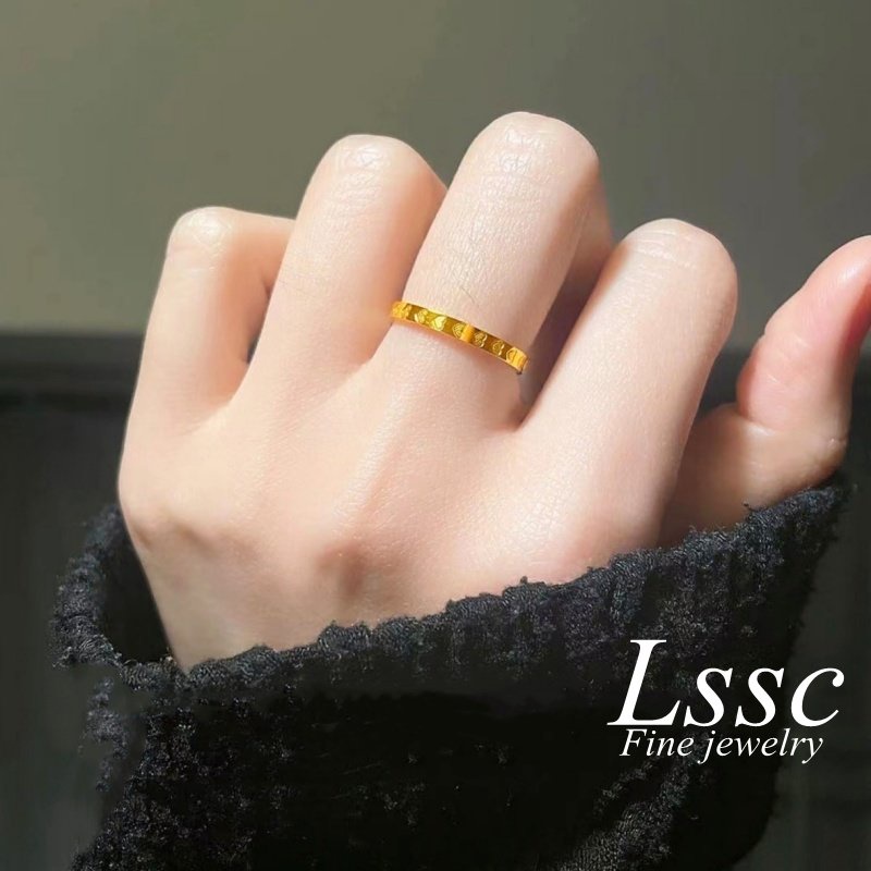 Cincin Titanium Wanita Hati Cantik Emas 18K Anti Karat Anti Luntur Terbaru 2022 Perhiasan Korea