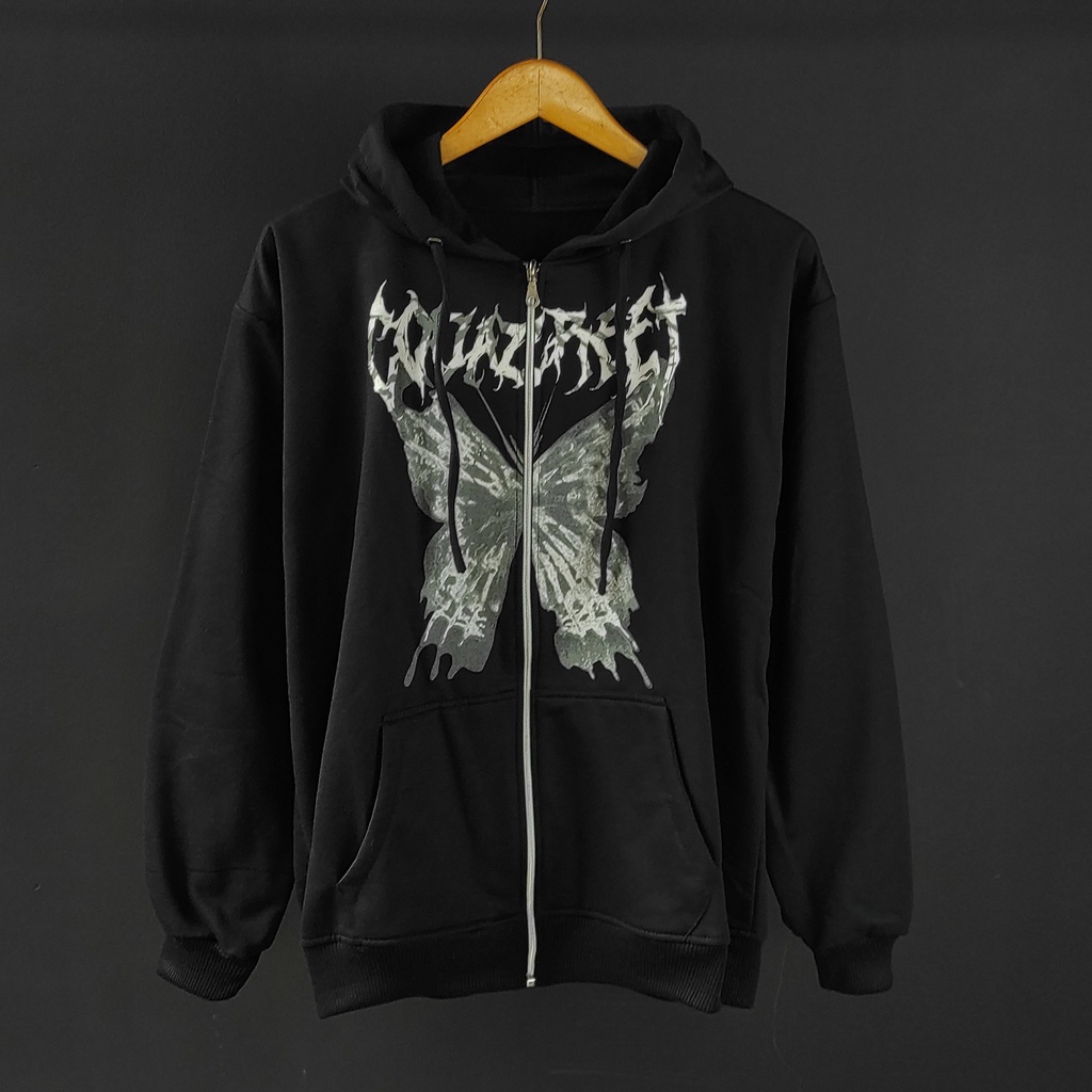 Jacket Hoodie Butterfly Oversize - Zipper Hodie Wanita dan Pria - Korean Gothic Style Kekinian