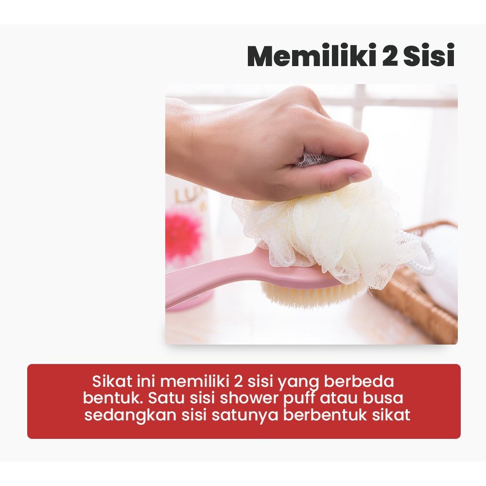 【COD+Dalam stok+Pengiriman Cepat】YUN Mall Sikat Punggung  + SPON / Tongkat Mandi 2in1 Gagang Panjang / Spons Pembersih Praktis Shower Puff  Sikat Punggung Shower Puff Tongkat 2In1 Alat Pembersih Punggung Spons