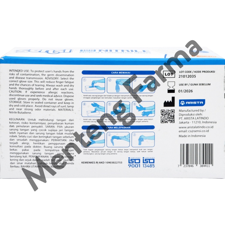 Sensi Sarung Tangan Nitrile Size L Isi 100 pcs - Non Latex Powder Free