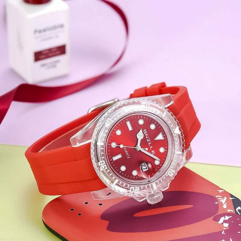 Jam Tangan Snille Pria Wanita Rubber Kasual Transparan Terlaris