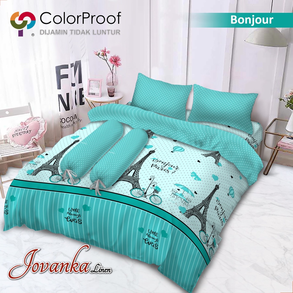 Bedcover set 180x200 Jovanka Linen Sprei King Kasur No 1 Bonjour Seprei Sarung Bantal Guling