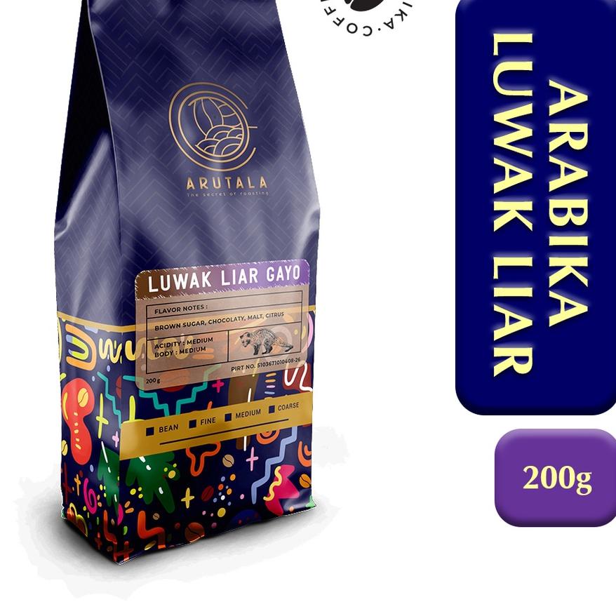 

SALE!!ARUTALA Kopi Gayo Luwak Liar 100% Wild Civet Coffee 200 gram|KD7