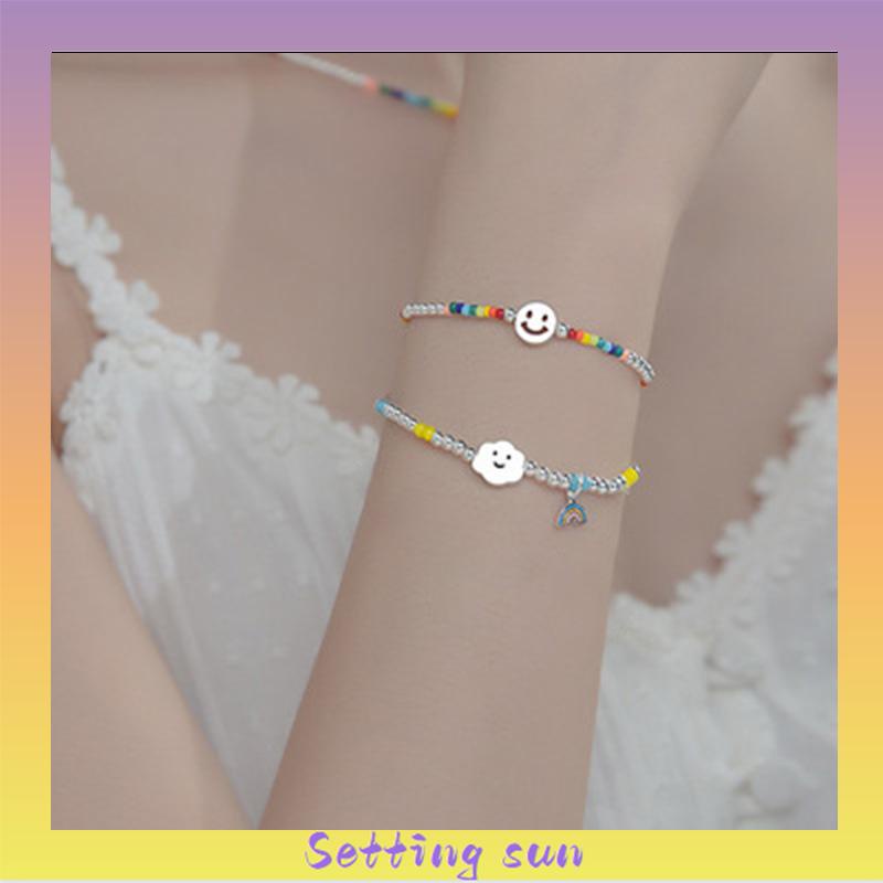 COD✨Gelang Awan Wajah Smiley Pelangi  Gelang Manik-manik Perhiasan Gelang Tangan Siswa Perempuan TN