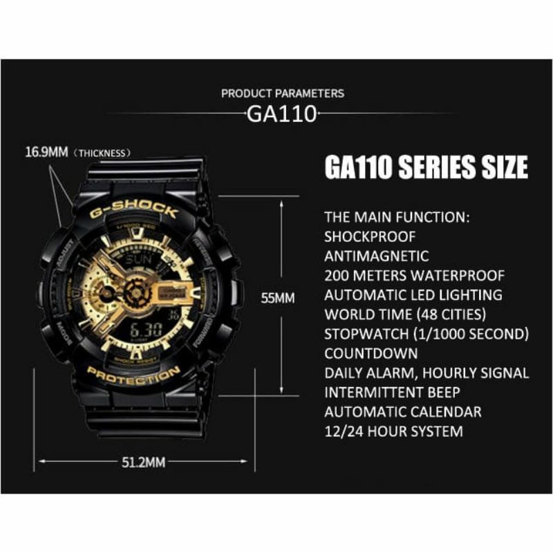 Jam Tangan Casio Gshock GA110 Water Resistant Free Paper Bag Card Manual