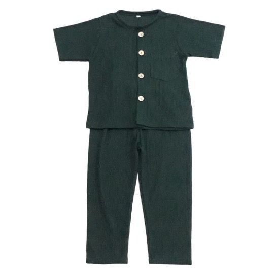 HAZEL SET WAFFLE 2-8th baju anak lengan pendek celana panjang piyama anak