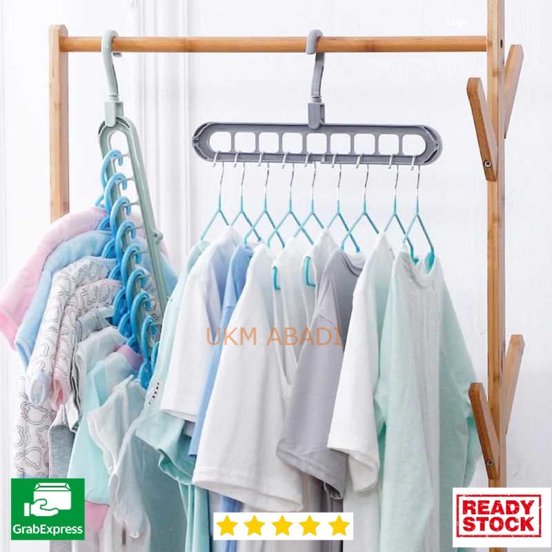 Gantungan Baju Unik Magic Clothes Hanger Serbaguna 9 Lubang D4683