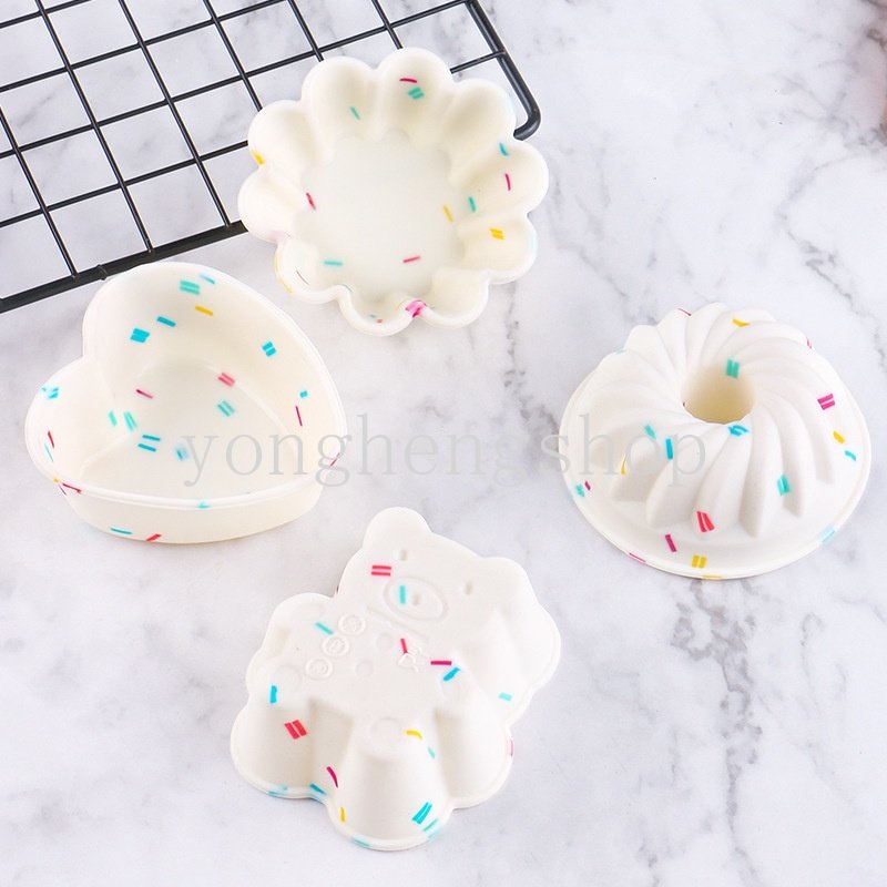 1 Pc Cetakan Cupcake Muffin Telur Tart Donat Bentuk Hati Bunga Beruang Bahan Silikon Anti Lengket