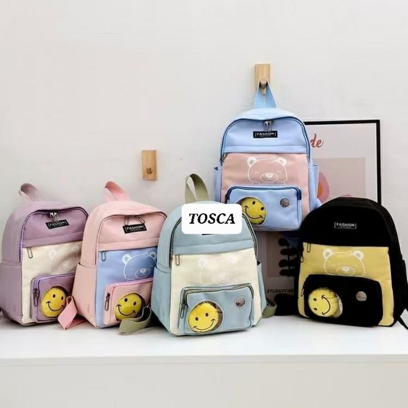 TAS RANSEL SEKOLAH ANAK PEREMPUAN CEWEK MODEL SMILE / TAS PUNGGUNG BACKPACK MODEL LUCU