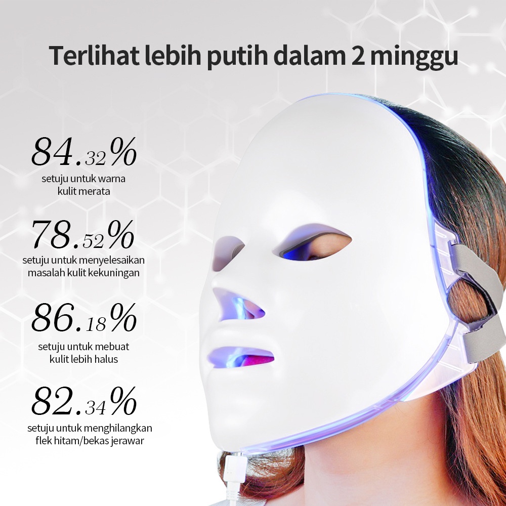 BLUE SKY Masker LED PDT Light 7 Warna Led Mask Photon Therapy Alat Perawatan Wajah Penggunaan Pengisian Daya 7 Colors Led Masker Wajah