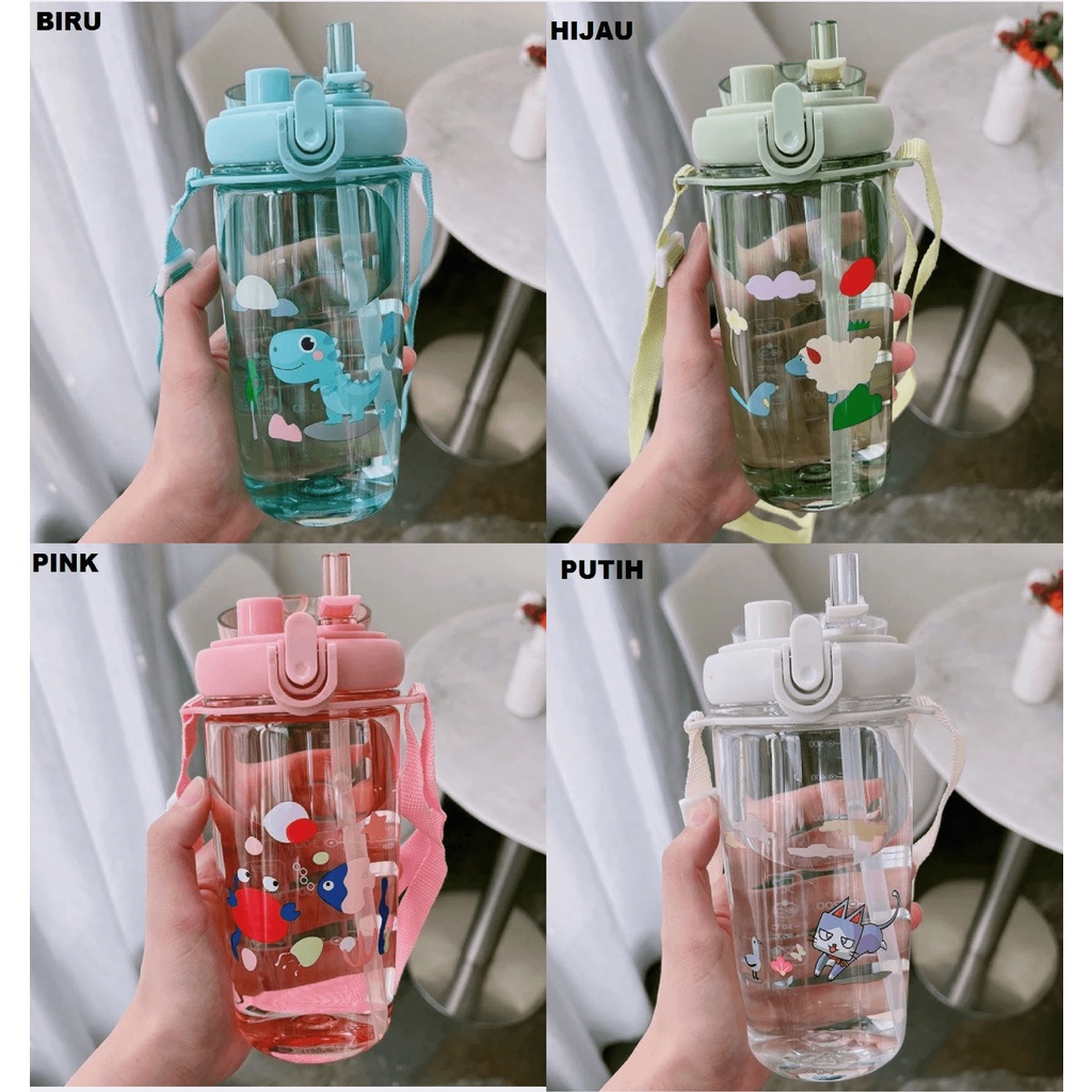 Botol Minum  Anak Sedotan Tali Panjang 650ml