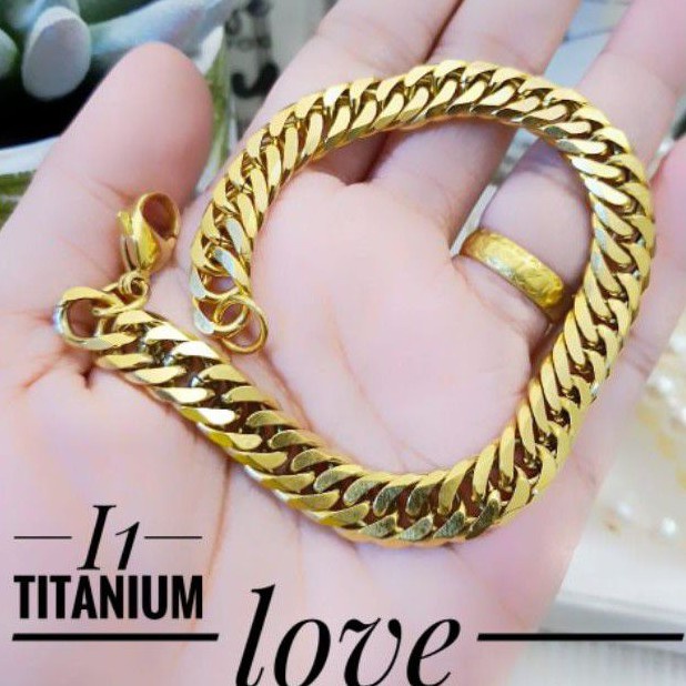 GELANG TITANIUM LAPIS EMAS 24K LX