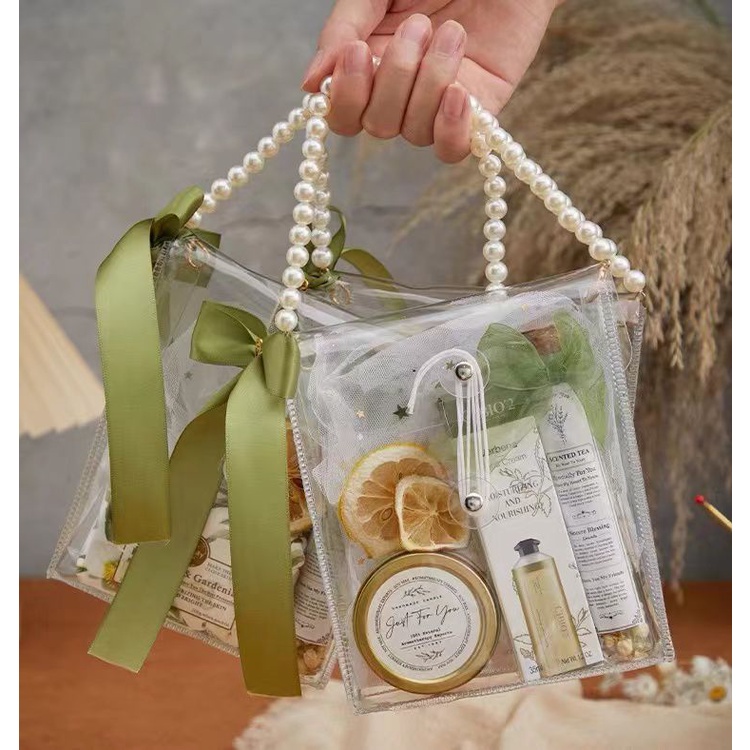 

Tas Hampers Transparan Mika Ulang Tahun Anak Premium Tali Mutiara Goodie Bag Bingkisan Sourvenir Ultah Bahan PVC Bening