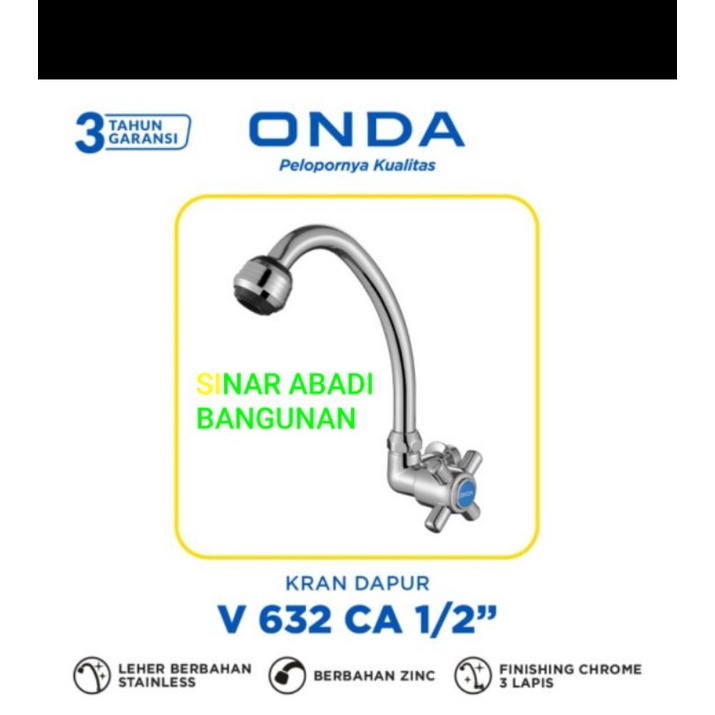 KERAN ANGSA/SOANG PENDEK ONDA V 632 CA/KRAN DAPUR CUCI PIRING 1/2" ORI