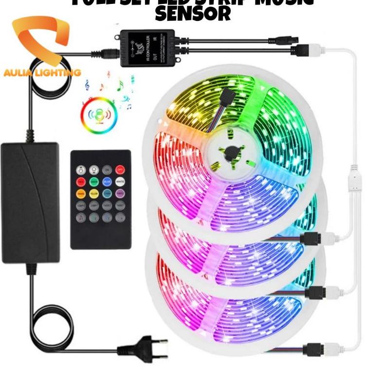Model Terkini.. PAKET LAMPU TIDUR LED STRIP RGB SMD  HIASAN KAMAR  5M 10M 15M AESTETIC SENSOR SUARA 