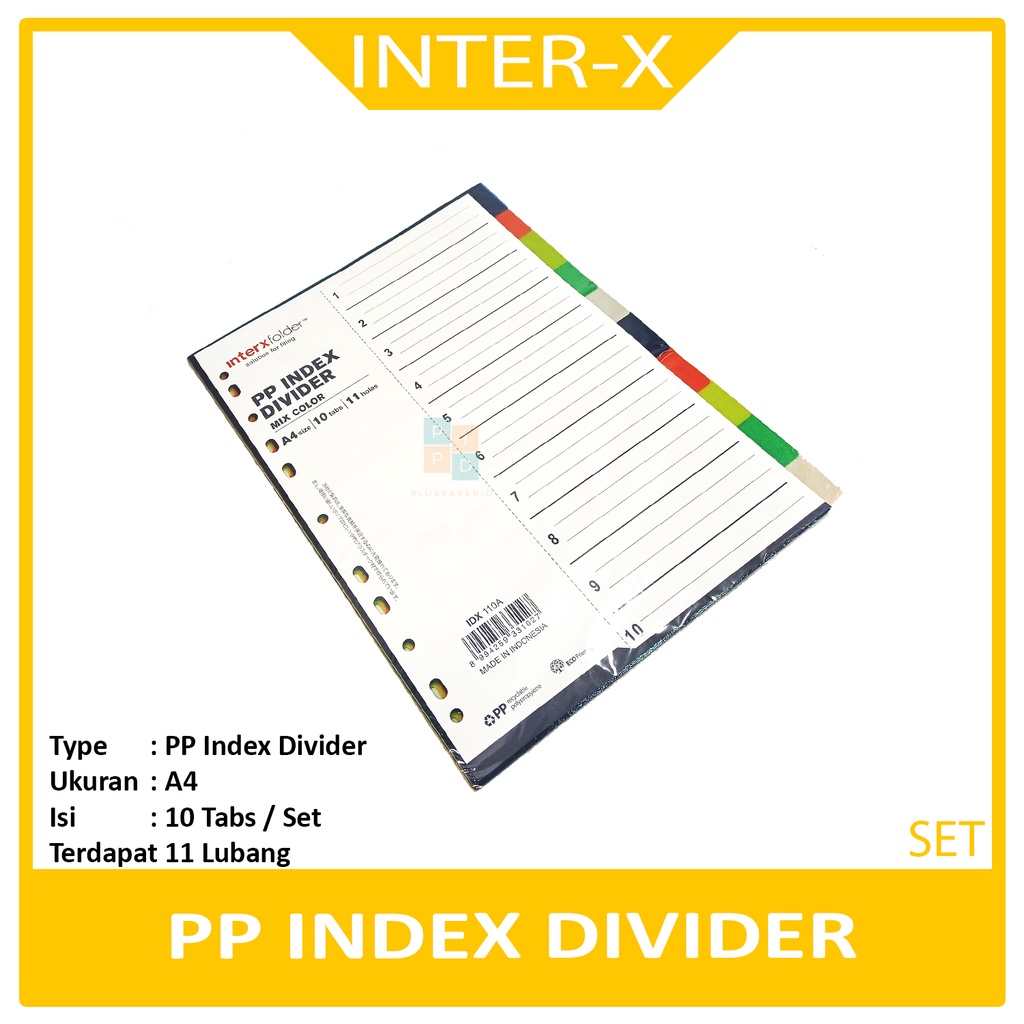 

Interxfolder Index Divider Mix Color Ukuran A4 - 10 Tab - Set