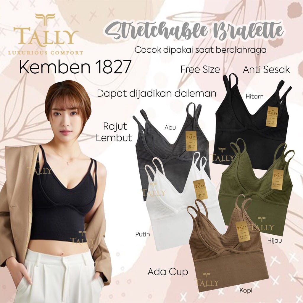 TALLY BRA KEMBEN BRALETTE 1827 | BAHAN RAJUT ANTI SESAK | ADA BUSA I FREE SIZE I FIT TO M/L