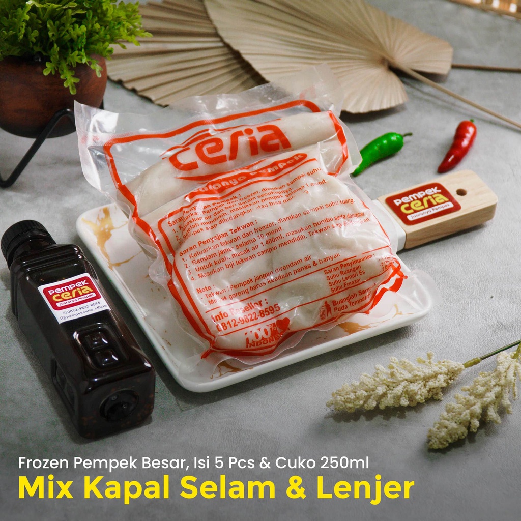 

Pempek Besar Campur, Kapal Selam & Lenjer Besar ( 5 Pcs ) ( Frozen/Vacuum ) Pempek Ceria