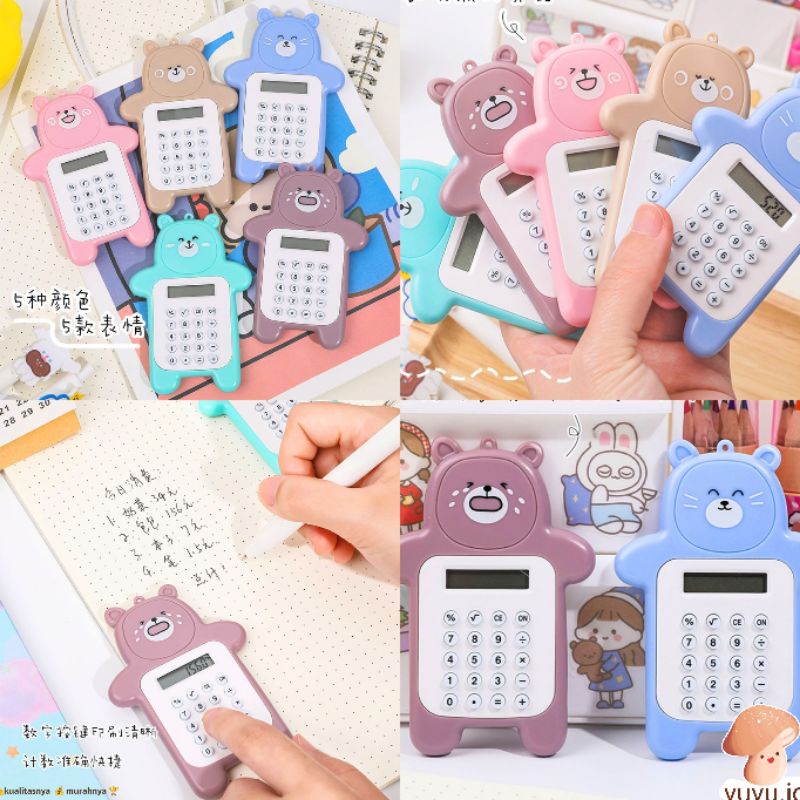 

Calculator Mini Motif Bear Kalkulator 8 Digit Mini Portable Motif Beruang Tombol Karet/Sekolah/Stationary Import Warna Unik