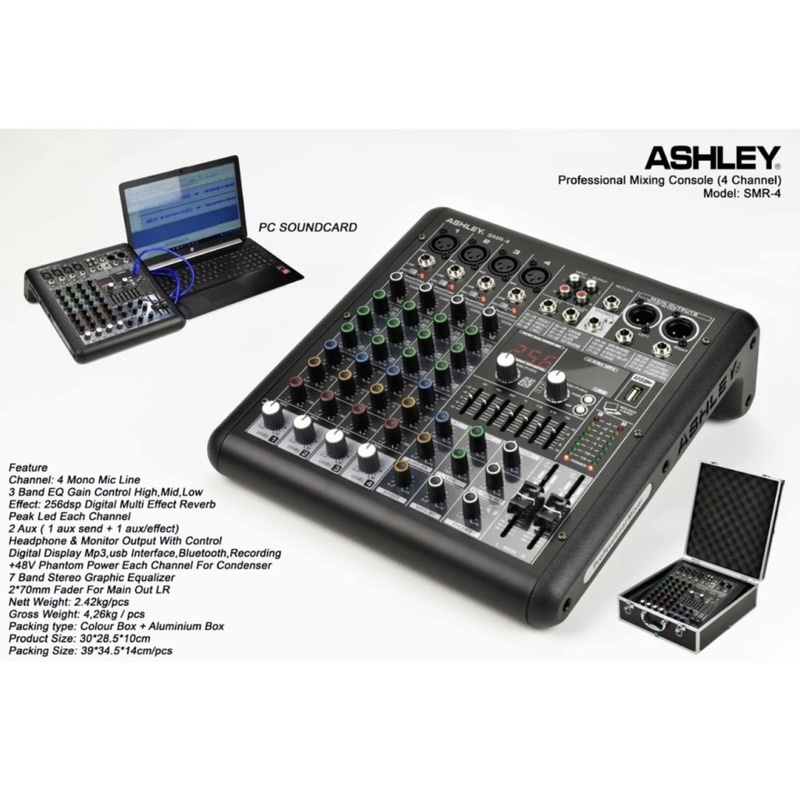 MIXER ASHLEY SMR4 MIXER 4 CHANNEL ASHLEY SMR 4 ORIGINAL MIXER ASHLEY SMR4 FREE HARDCASE ASHLEY SMR4 