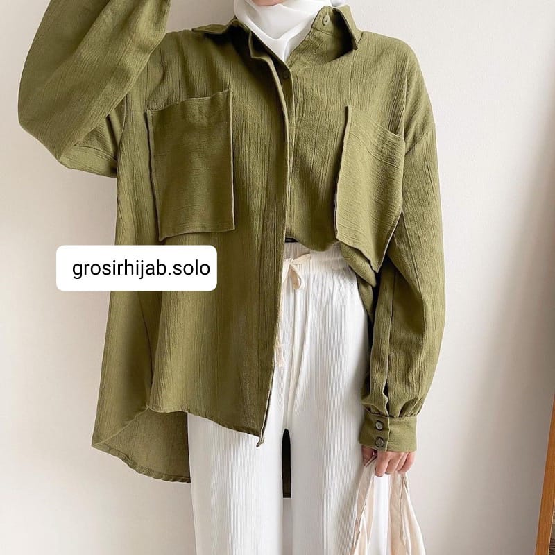 (MSB) KEMEJA VALESKA OVERSIZE FULL KANCING BLOUSE WANITA POLO LINEN