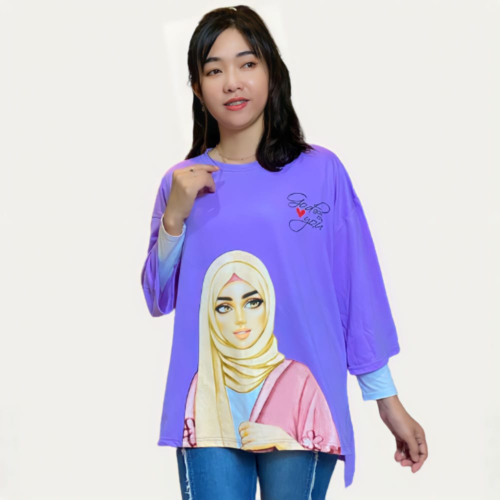 LD 130 ATSAN OVERSIZE MUSLIMAH KAOS WANITA JUMBO VIRAL