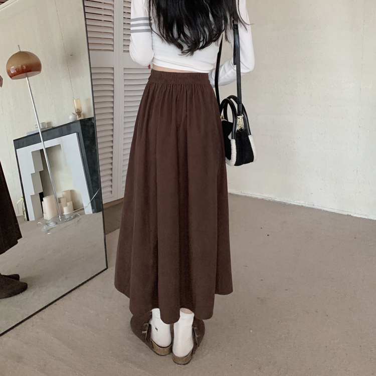 Rok Wanita Terbaru Oversize Korean Style Vintage Rok Plisket Premium Hitam Panjang Korduroi High Waist Rok Selutut