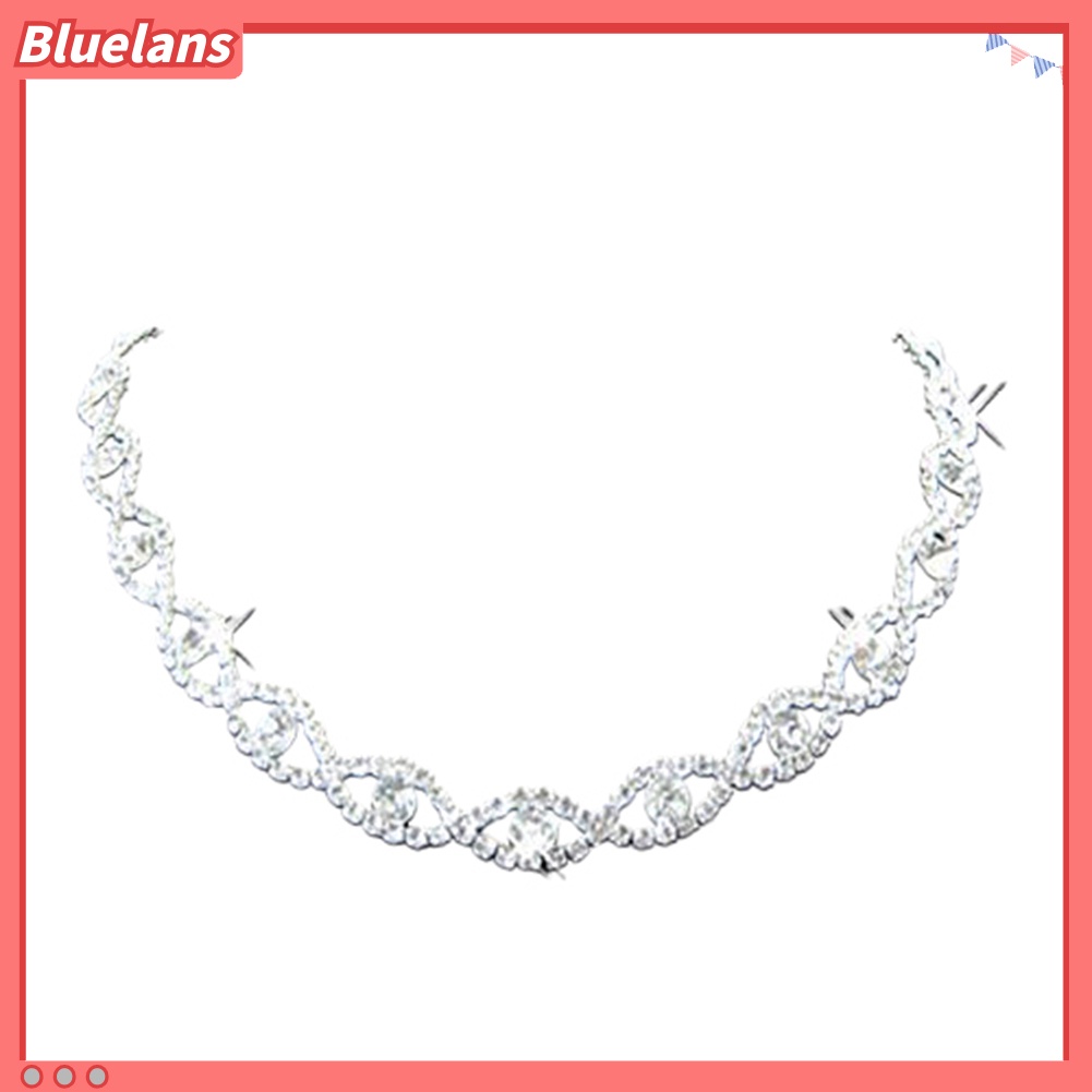 Bluelans Women Rhinestone Twisted Necklace Dangle Earrings Bridal Wedding Jewelry Set